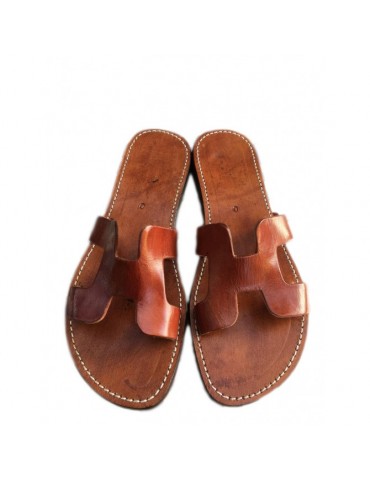 Handmade brown sandal in real natural leather