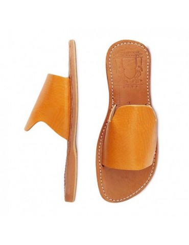 100% real leather flat sandal