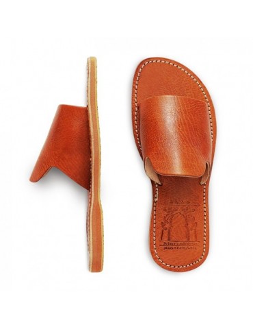 100% real leather flat sandal
