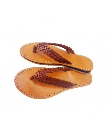 flettet sandal i ægte læder