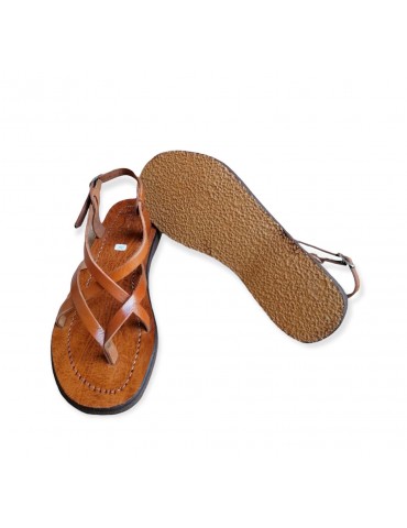 Brown fashion sandal for women in real beach leather