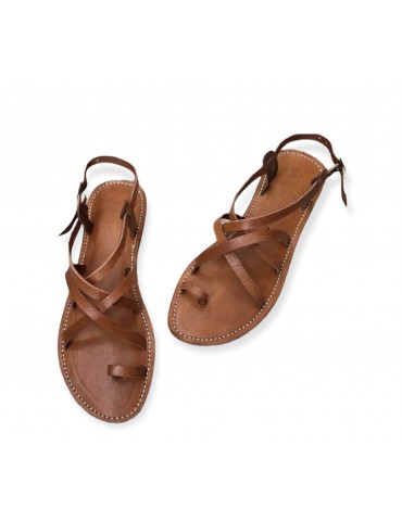 affix Nautisch Verkleuren Echt leren sandaal voor dames Bruin - sandalero