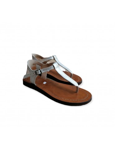 Women's sandal in real white leather