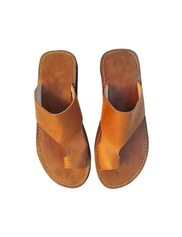 Men's fashion sandal in real leather Brown