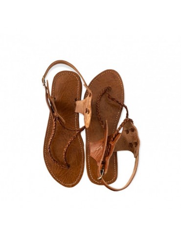 Sandale nu pied femme en cuir véritable