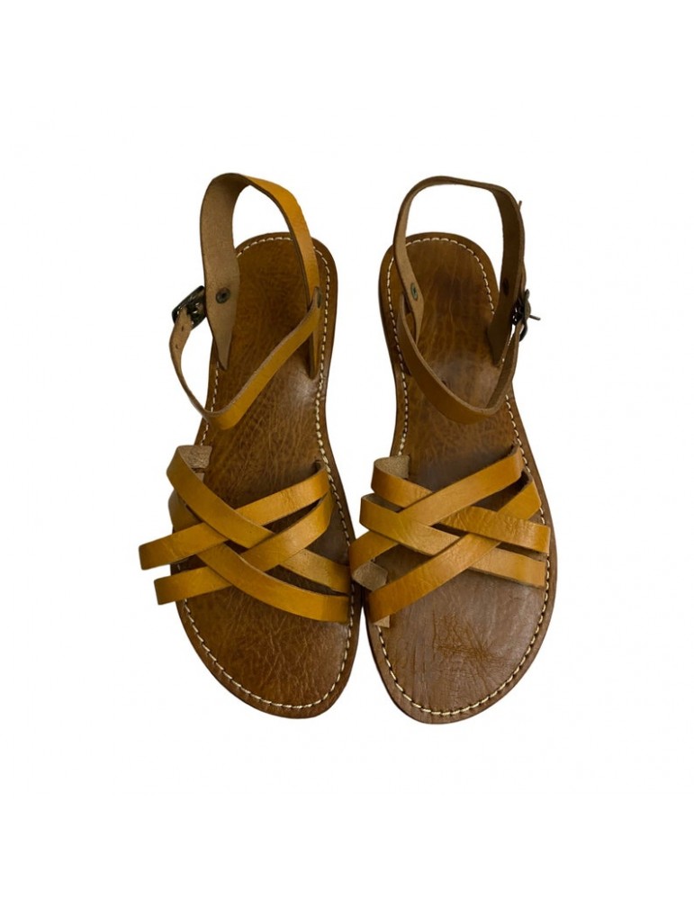 Sandales Artisanales En Cuir De Taureau - Fait Main, Taille 41, Multicolore - Homme